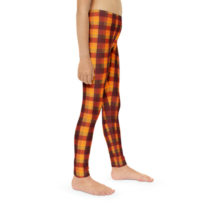 Vintage Fall Plaid Youth Full-Length Leggings (AOP)