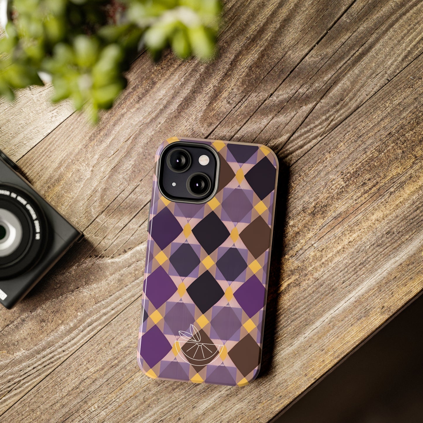 Purple Geo Plaid Tough Phone Cases