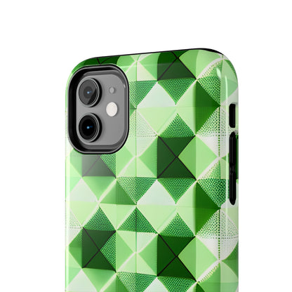 Go Green and White! Geo Print Tough Phone Cases