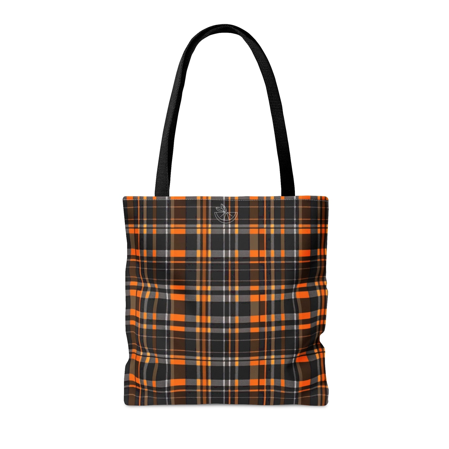 Black and Orange Plaid Tote Bag (AOP)