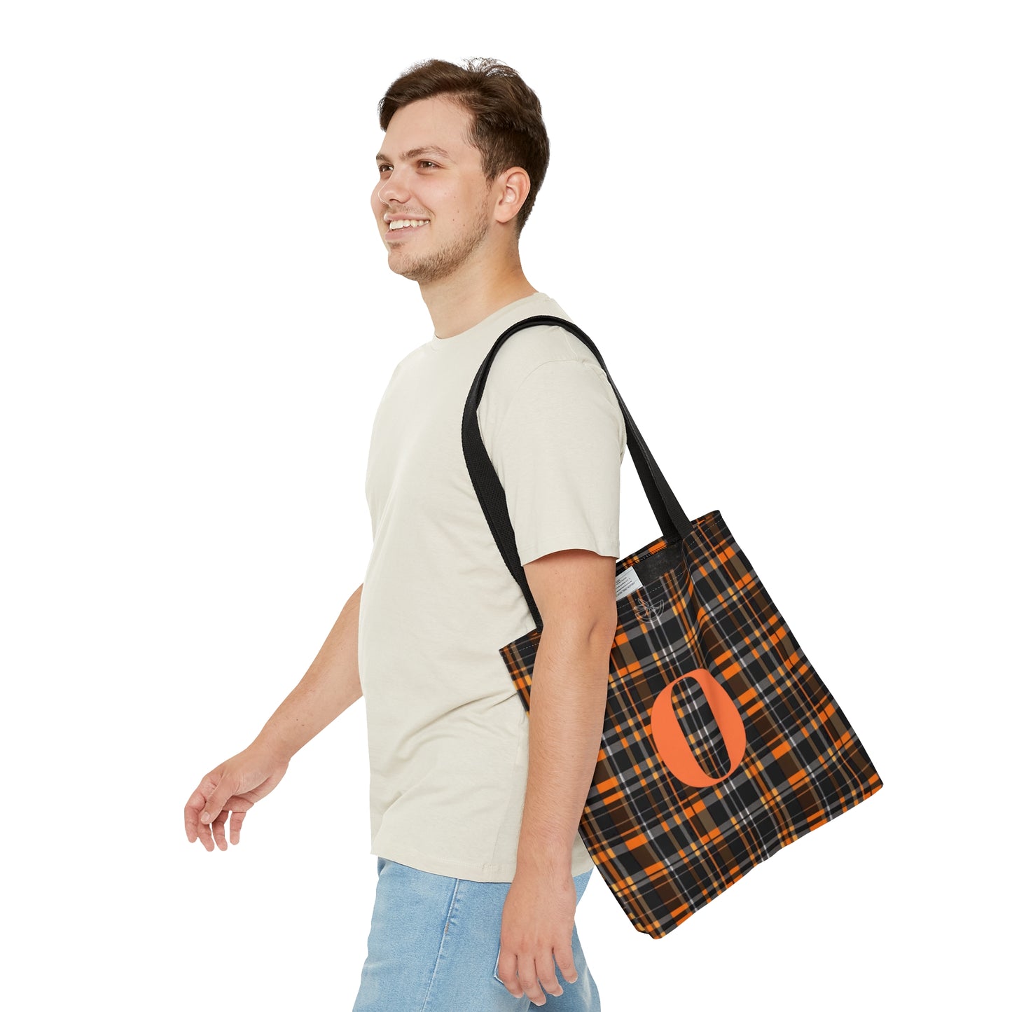 Orioles Fan Black and Orange Plaid Tote Bag (AOP)