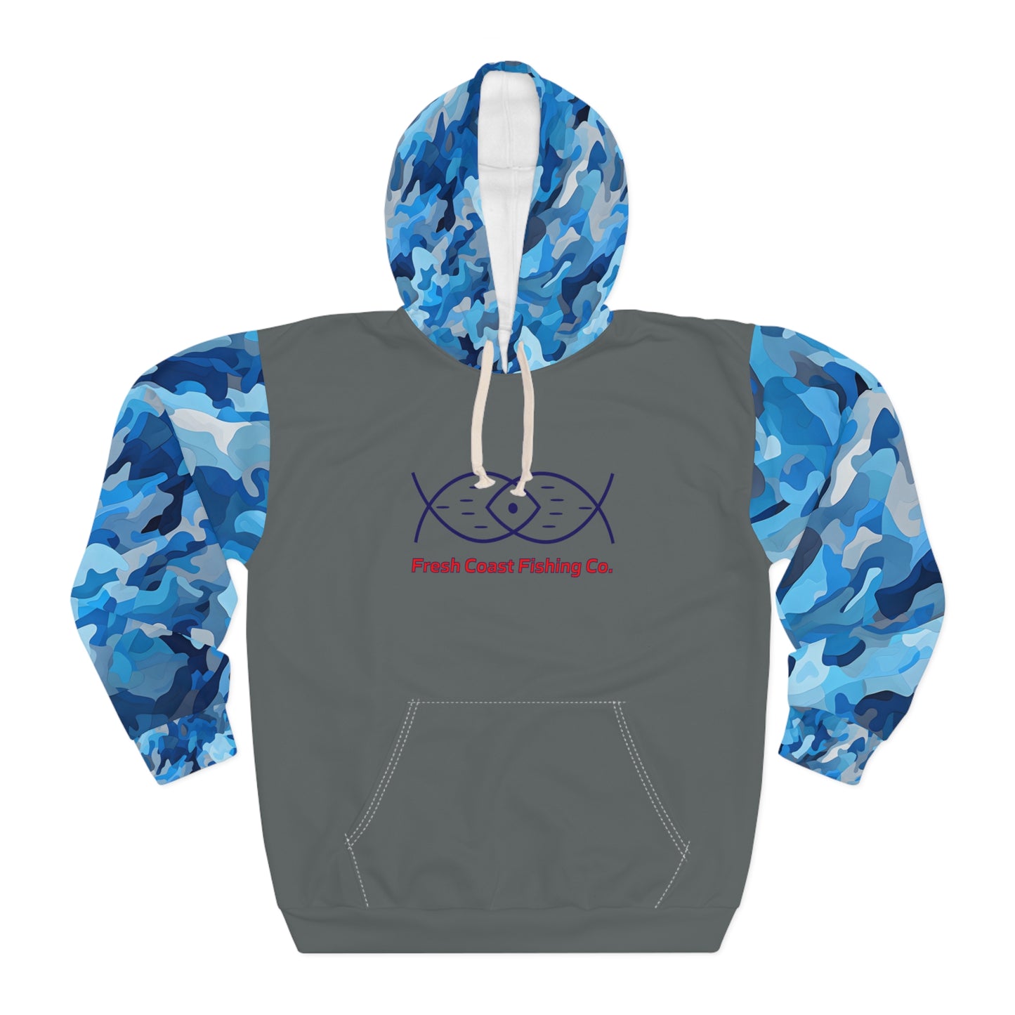 Fresh Coast Fishing Gray Unisex Pullover Hoodie (AOP)