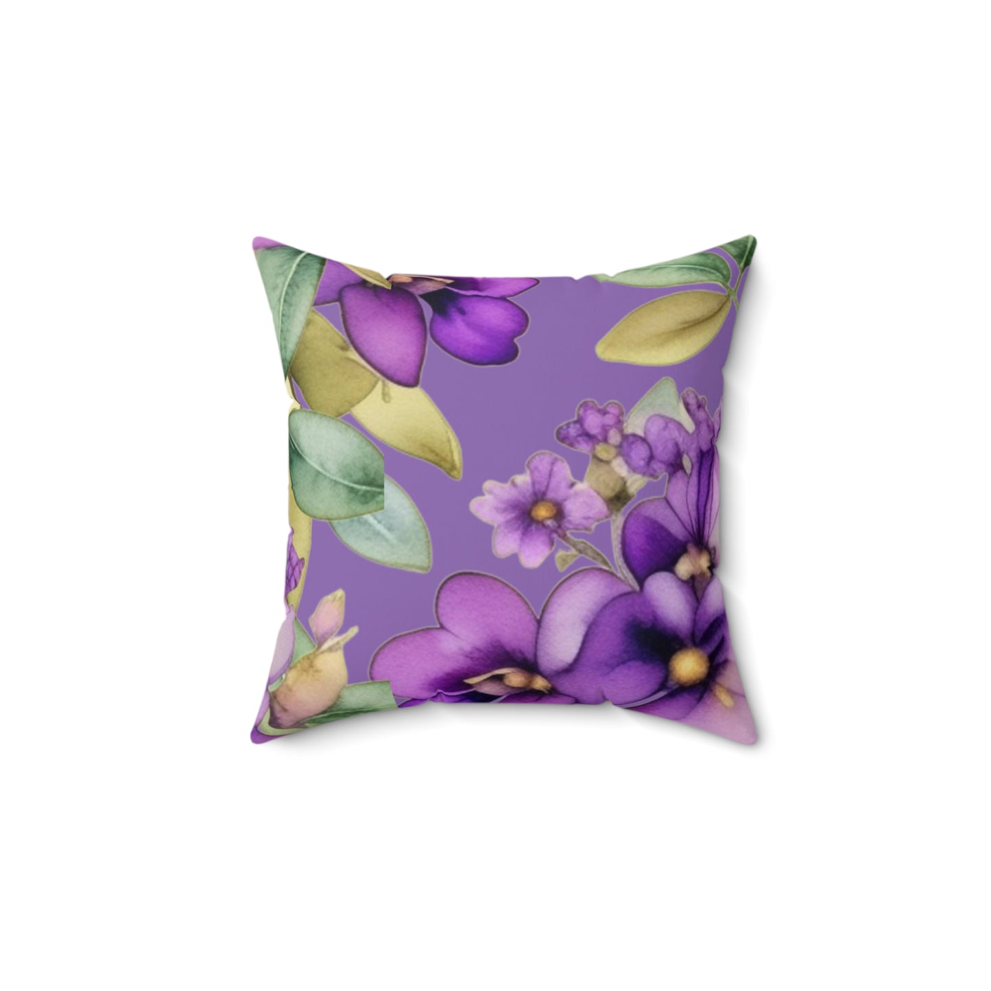 Purple Flowers II Spun Polyester Square Pillow