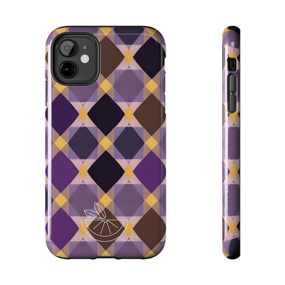 Purple Geo Plaid Tough Phone Cases