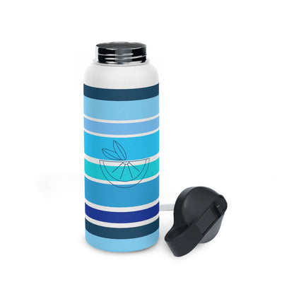 HLC Blue Stripes Stainless Steel Water Bottle, Standard Lid