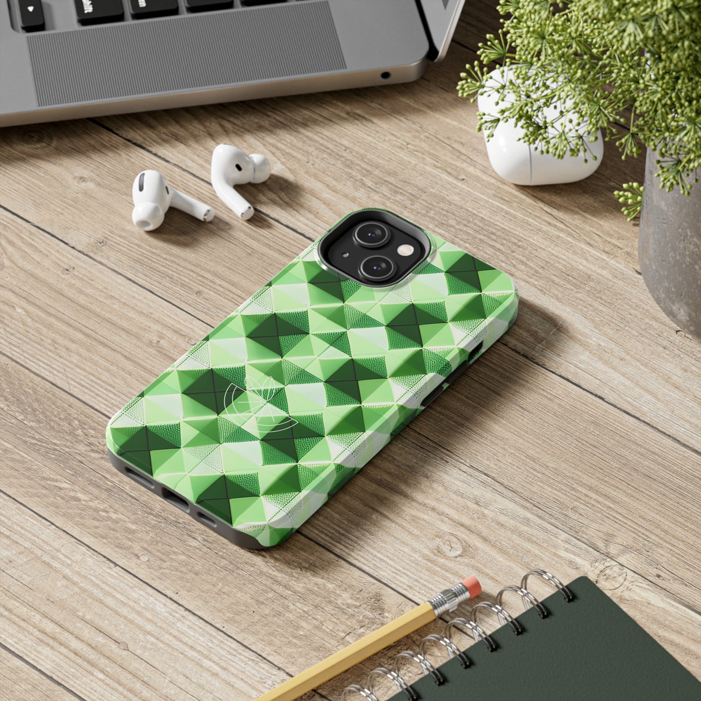 Go Green and White! Geo Print Tough Phone Cases