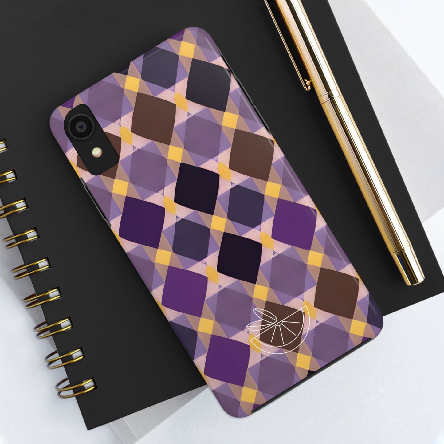 Purple Geo Plaid Tough Phone Cases