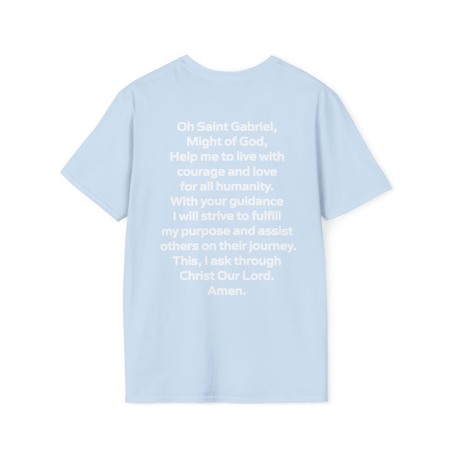 Saint Gabriel Art w/ prayer Unisex Softstyle T-Shirt