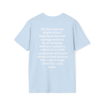 Saint Gabriel Art w/ prayer Unisex Softstyle T-Shirt