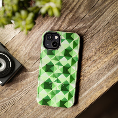 Go Green and White! Geo Print Tough Phone Cases