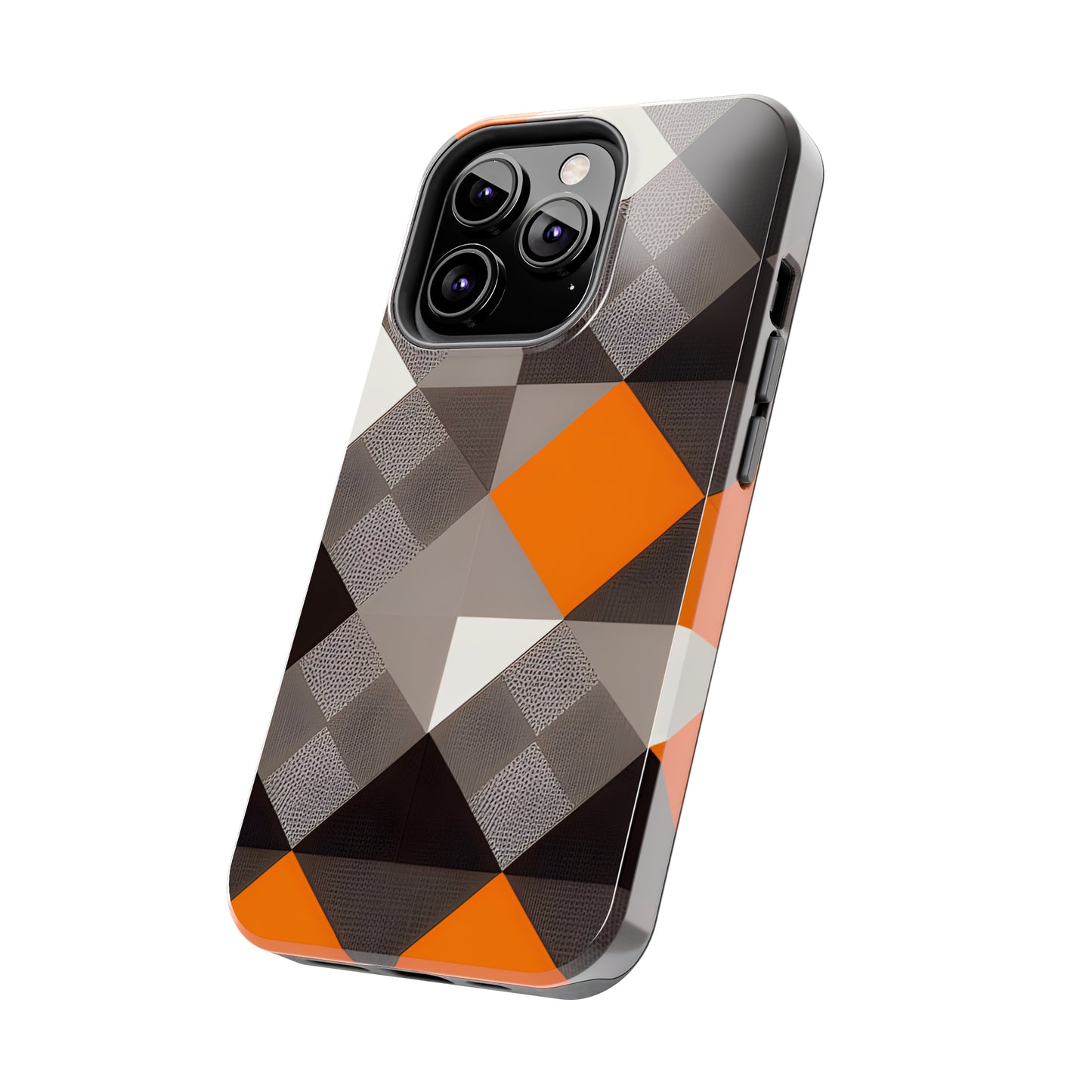 Orange and Black Geo Print Tough Phone Cases